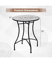 Gouun 24 in Round Ceramic Tile Patio Bistro Table for 2