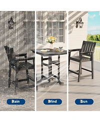 homfan 31.5" Square Hdpe Bar Table – 39.6" Tall Weatherproof Pub Table with 300 lb Capacity and Umbrella Hole