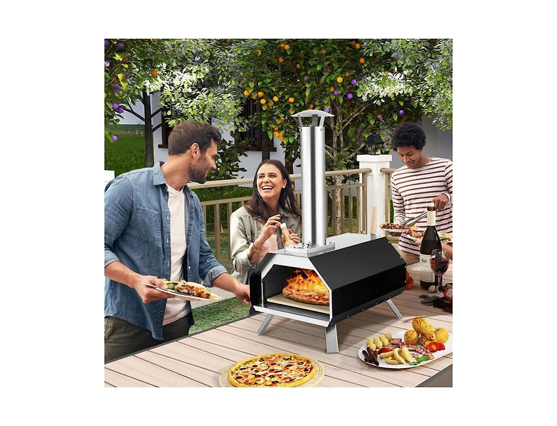 Lucky One Outdoor Pizza Oven with Pizza Stone, Wood Fired Portable Oven with Foldable Legs