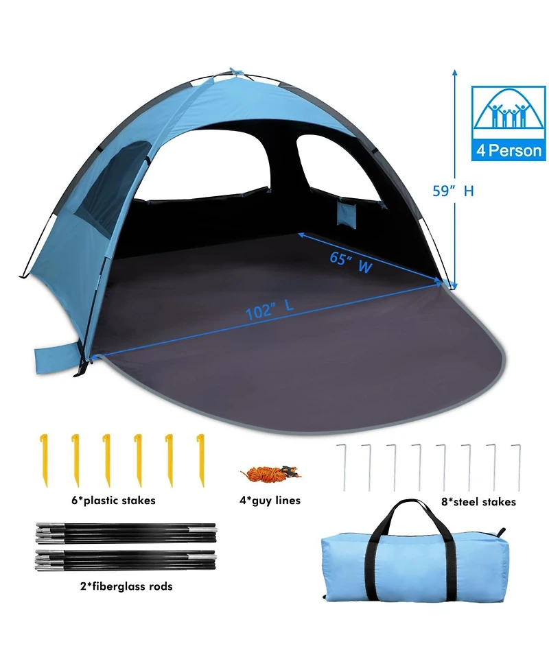 Aofar Beach Tent Sun Shade Shelter Extendable Floor Mesh Windows