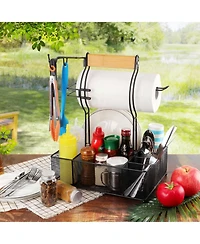Piscifun Grill Caddy With Paper Towel Holder 7 Compartment Camping Bbq Organizer