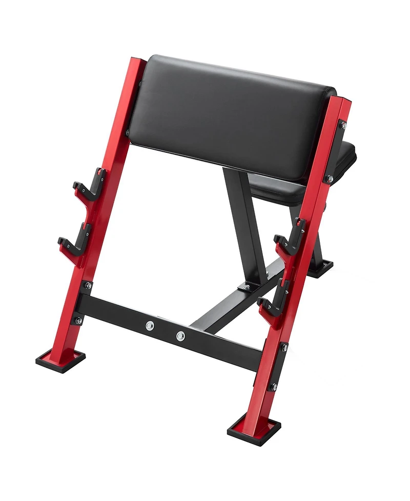 Hongge Adjustable Preacher Curl Bench 660 lbs Max Load Seated Bicep Station with Barbell Holders