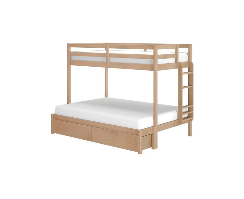 Grain & Grove Bear Furniture Plywood Twin/Full Bunk with Underbed Storage Drawers
