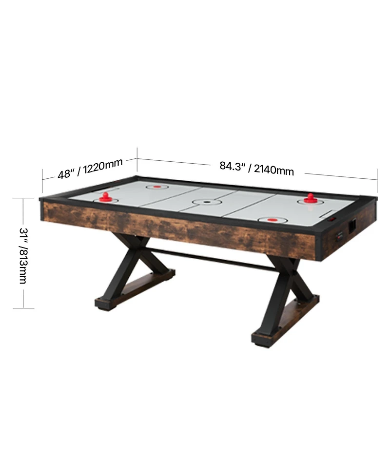 Hongge 84 in Air Hockey Game Table with High-Powered Blower Electronic Scorer 2 Pushers and 2 Pucks