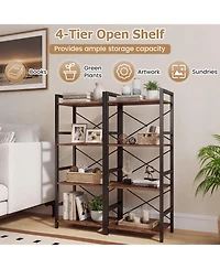 Sugift 4-Tier Narrow Freestanding Bookshelf Display Shelf with Metal Frame
