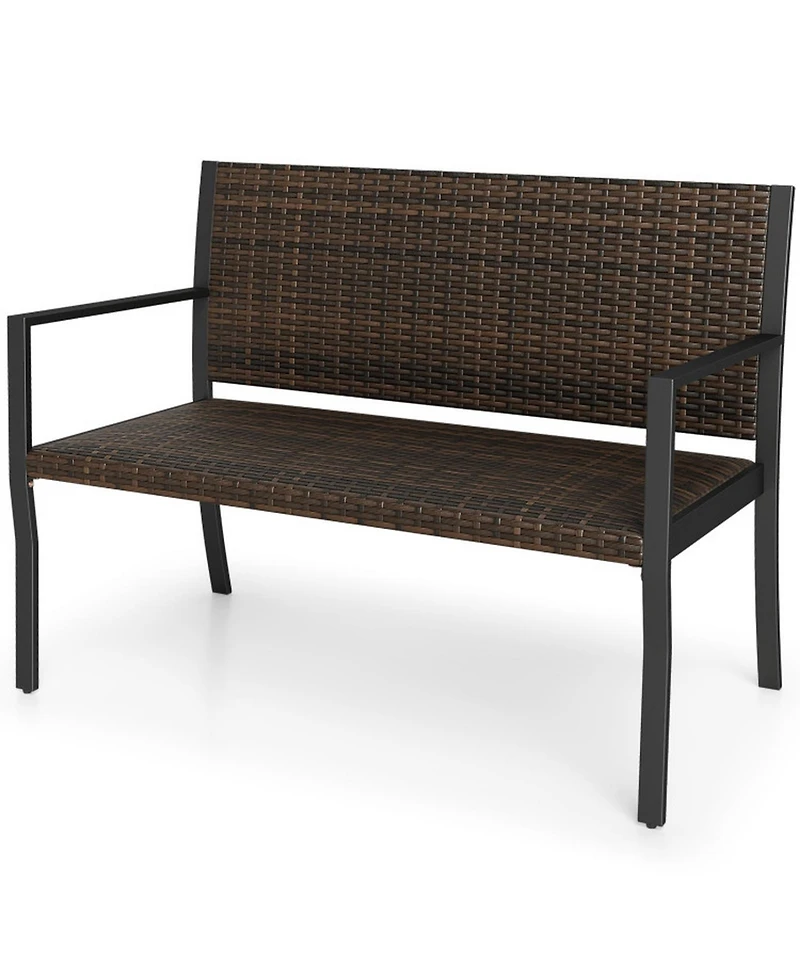 Sugift Sun-Proof Rattan Loveseat with Soft Sponge Seat for 2
