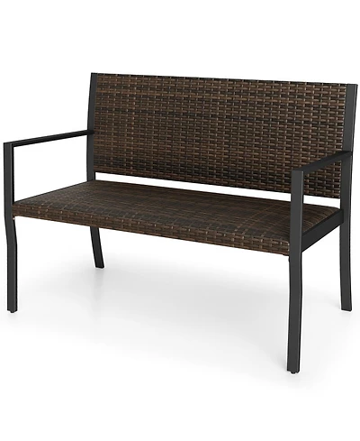 Sugift Sun-Proof Rattan Loveseat with Soft Sponge Seat for 2
