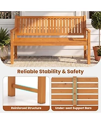 Sugift 3-Seater Outdoor Wooden Bench 59 Inch Large Garden Bench with Backrest