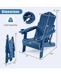 Sugift Folding Adirondack Chair with Cup Holder and 5-Level Adjustable Backrest