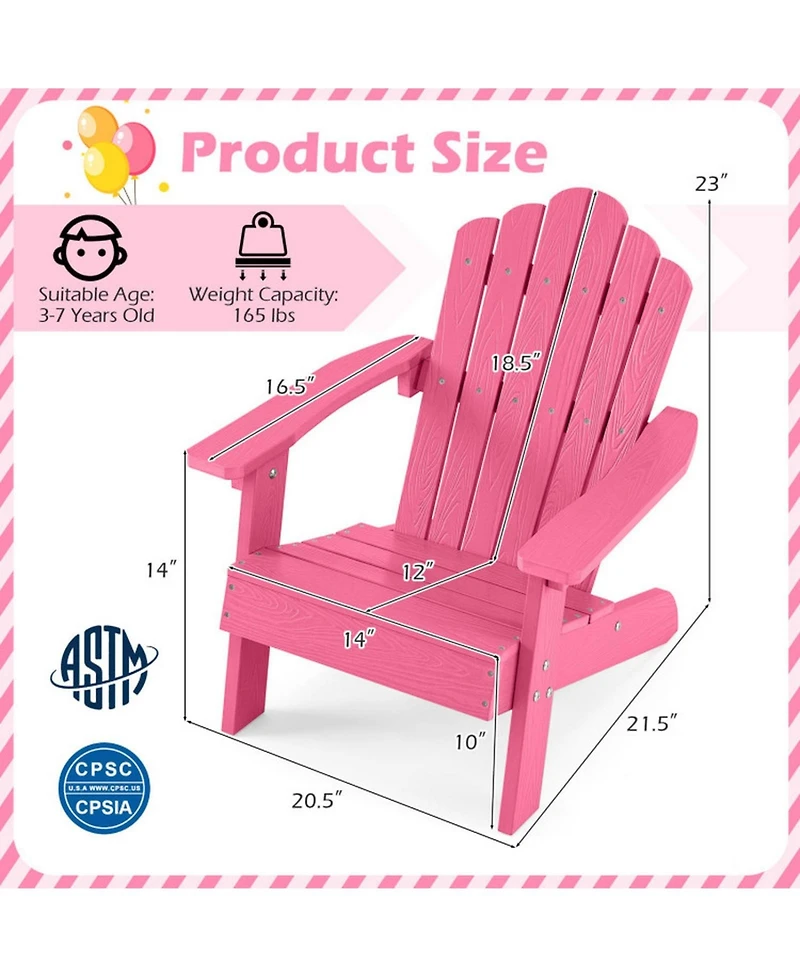Sugift Kids All-Weather Adirondack Chair for Children with Tilted High Backrest Hips Material