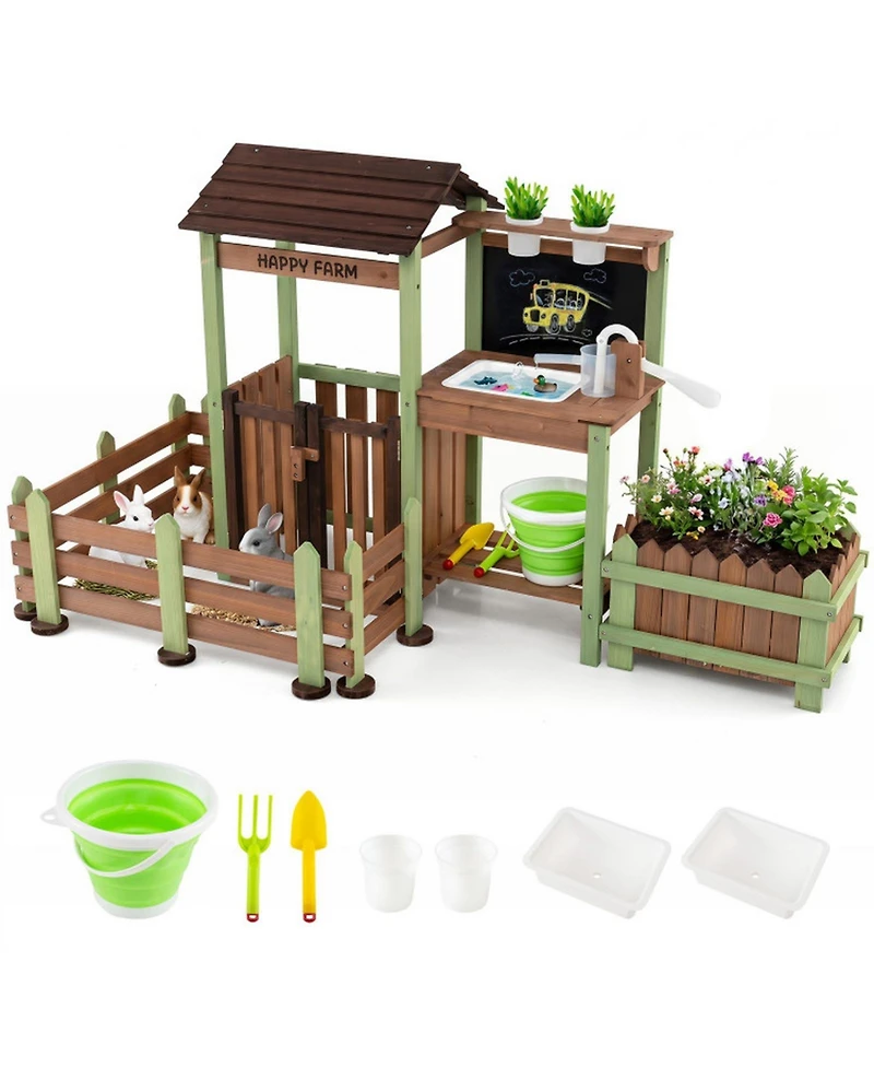 Sugift Mud Farm Fir Wood Planter Box Playset, Ages 3+