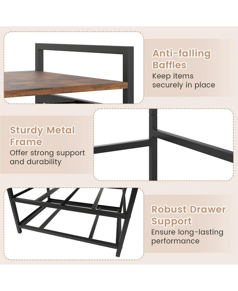 Sugift Clothes Rack with 3 Fabric Drawers Shelves Side Hooks and Metal Frame