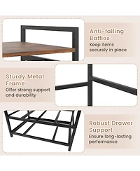 Sugift Clothes Rack with 3 Fabric Drawers Shelves Side Hooks and Metal Frame