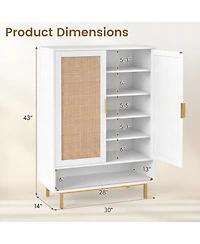 Sugift 43 in 6-Tier Tall Shoe Cabinet with Double Doors and Adjustable Shelves