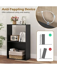 Sugift 3-Tier Freestanding Bookshelf with Open Storage Compartment and Display Shelf