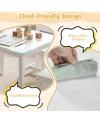 Sugift 5-Piece Kids Solid Rubber Wood Table and Chairs Set Toddler Activity Table