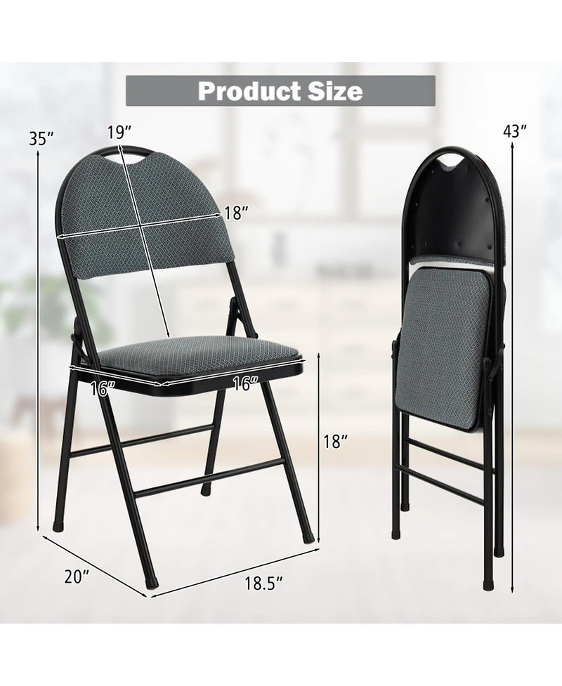 Gouun Set of 2 Padded Folding Office Chairs with Backrest 18 Inch Seat