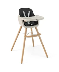 Gouun Baby 3-in-1 Convertible Wooden Baby High Chair with Cushion
