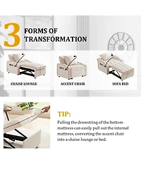 Clihome 3 1 Convertible Sleeper Sofa Chair Bed With Adjustable Backrest and Phone Holder