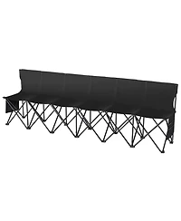 Hongge 6 Seat Foldable Sideline Bench 94 in with Back Rest and Storage Pockets for Sports and Camping