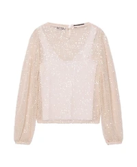 Mint Velvet Women's Sequin Long-Balloon-Sleeve Blouse