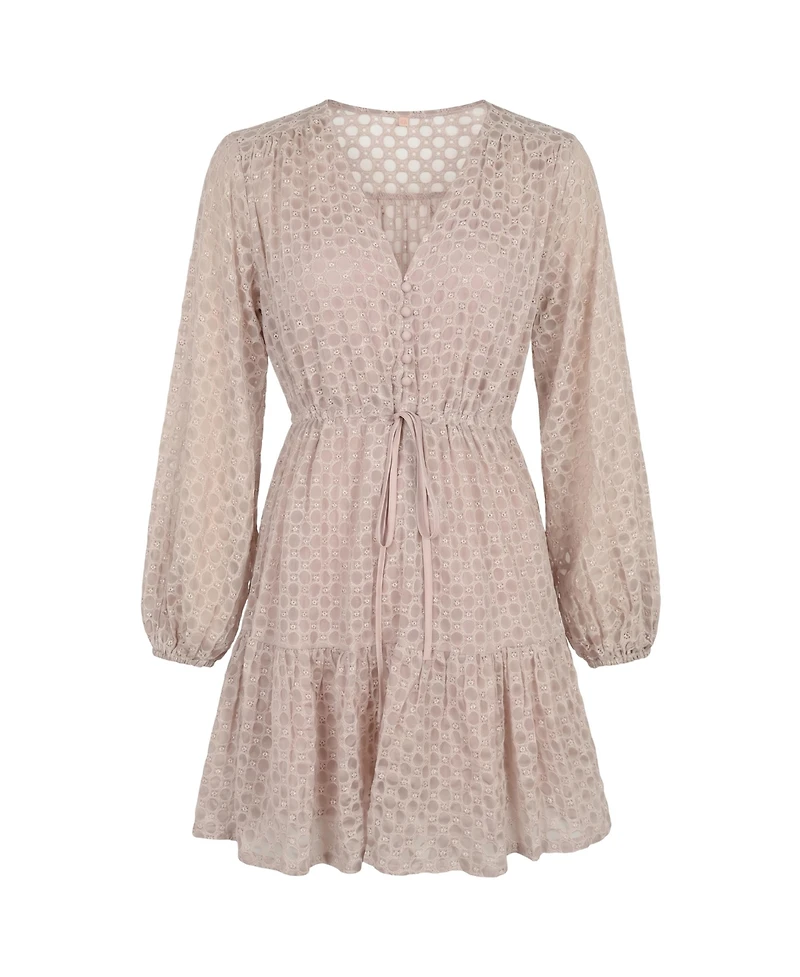 Modenaire Women's Polka Dot Embroidered Lace Dress