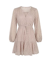 Modenaire Women's Polka Dot Embroidered Lace Dress