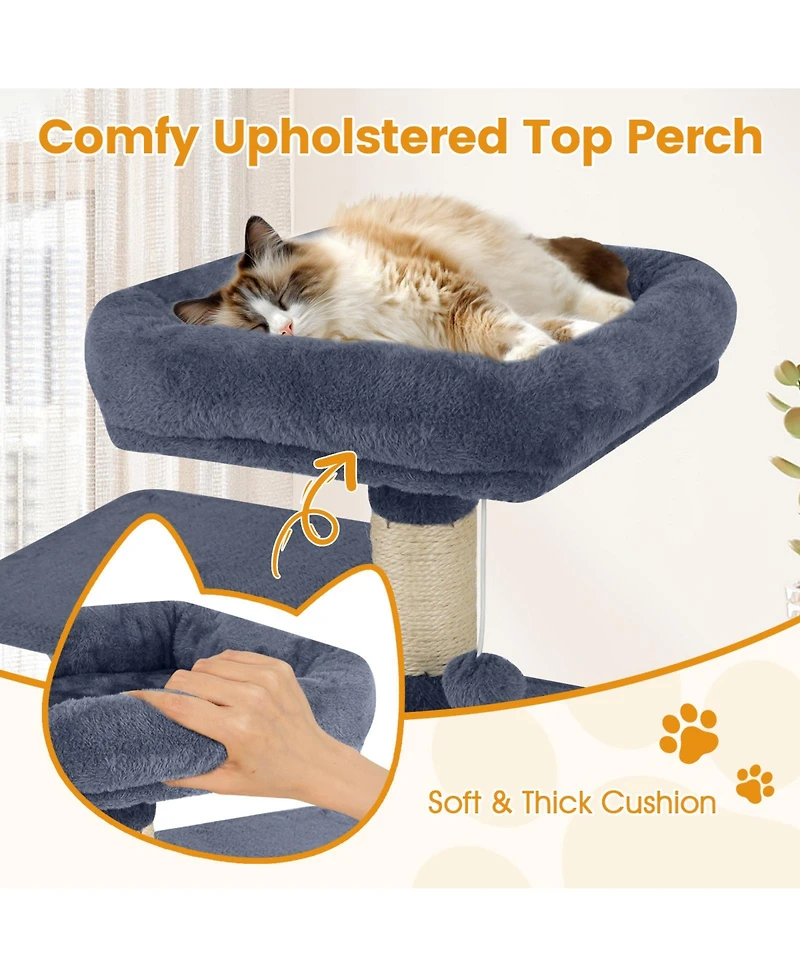 Sugift 58in Multi-Level Cat Tree Soft Plush Cat Tower with Padded Top Perch
