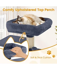 Sugift 58in Multi-Level Cat Tree Soft Plush Cat Tower with Padded Top Perch