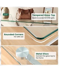 Sugift Modern Glass Console Table with 8mm Tempered Glass Top Entryway Table