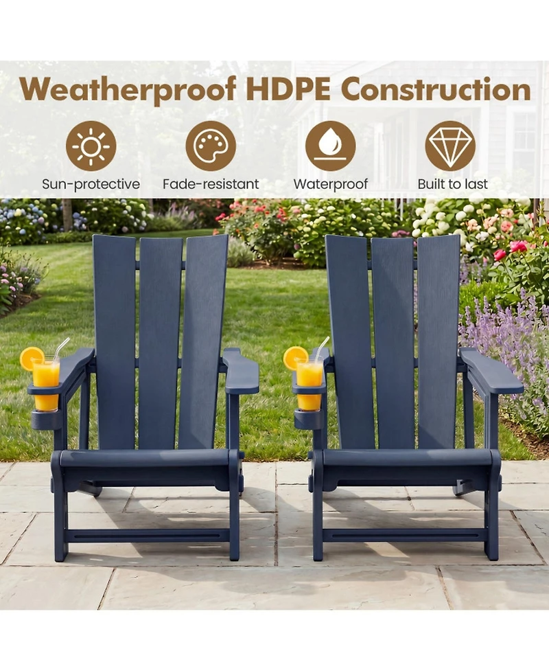 Sugift Hdpe Outdoor Adirondack Chairs with Cup Holder