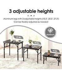 Piscifun Folding Tv Tray Table Adjustable Height Portable Aluminum Indoor Outdoor Side with Storage