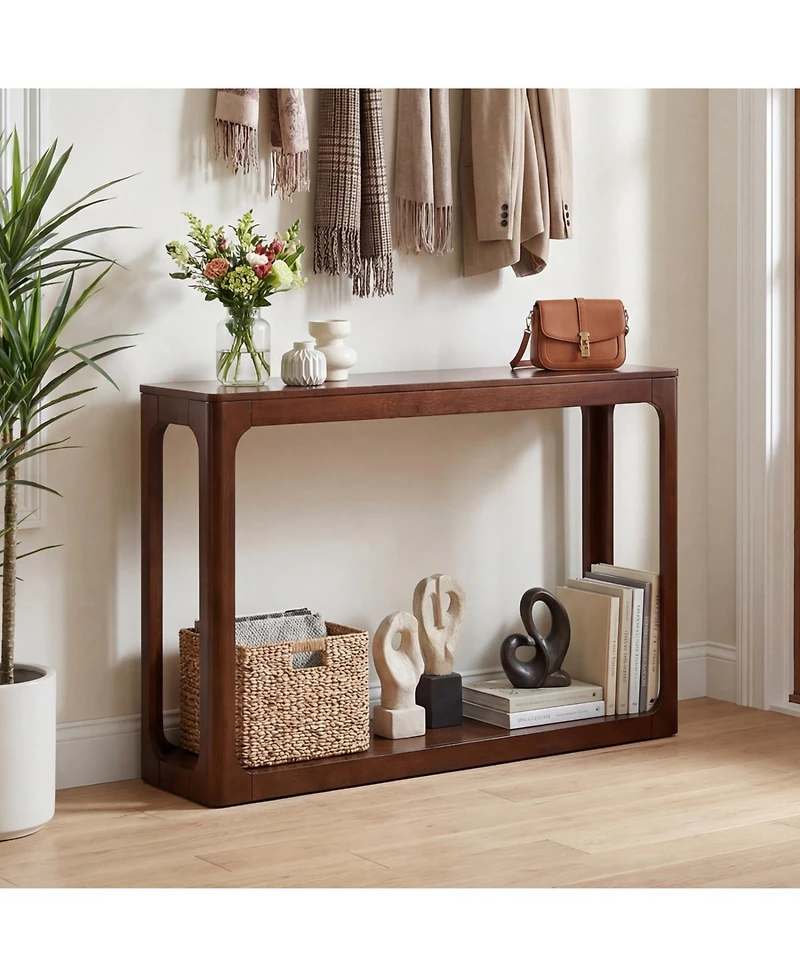 Slickblue Modern Mid-Century Wood Console Table with 2 Tiers and Shelf