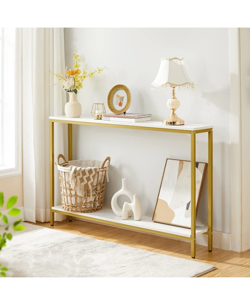 Slickblue Slim 120cm 2-Tier Console Table with Storage Shelf for Small Spaces