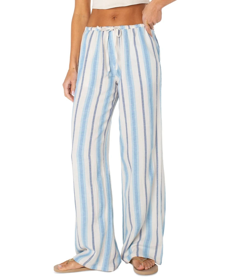 Roxy Women's Iyla Wide-Leg Low-Rise Stripe Pants