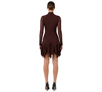 Rachel Roy Women's Mesh Long-Sleeve Fit & Flare Dress