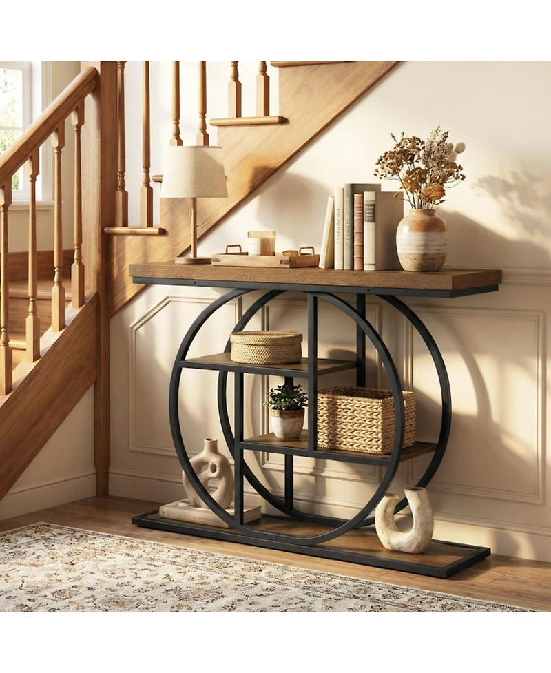Sugift 4-Tier Console Table 41 in Entryway Table with Storage Shelves