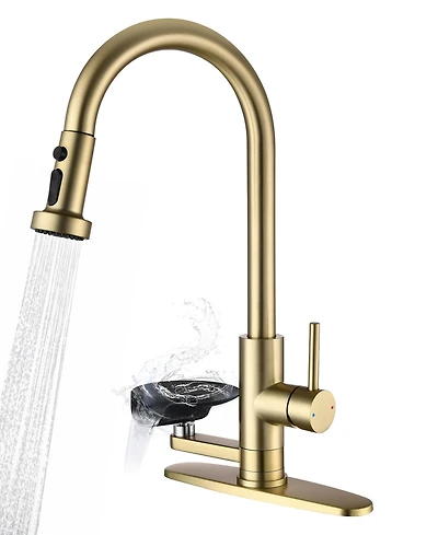 Thirtypeachy High Arc Kitchen Faucet with Glass Rinser, Pull-Down Sprayer and 3 Spray Modes