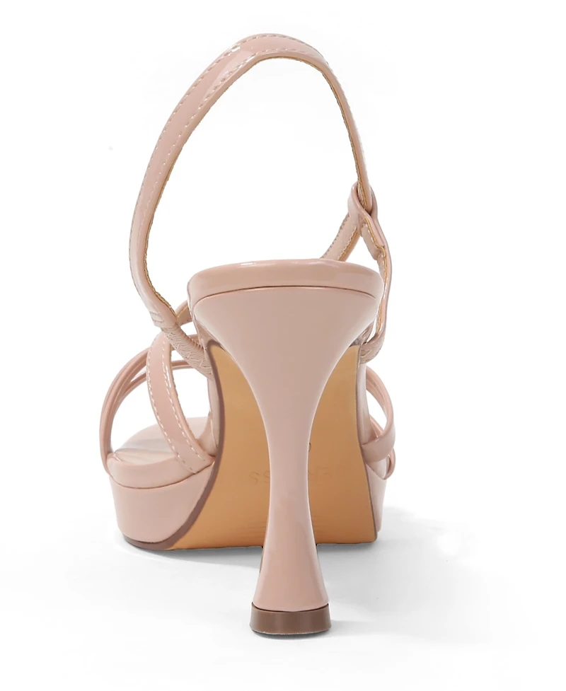 Berness Women's Gita Patent Strappy Flare Heel Platform Sandals