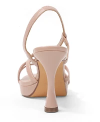 Berness Women's Gita Patent Strappy Flare Heel Platform Sandals