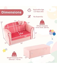 Gouun Ultra Soft Velvet Toddler Loveseat Couch with Matching Footrest Ottoman
