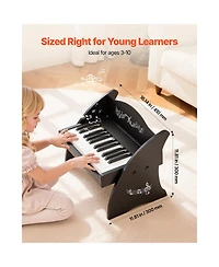 Hongge 25 Key Wooden Digital Piano Keyboard, Ages 3-10