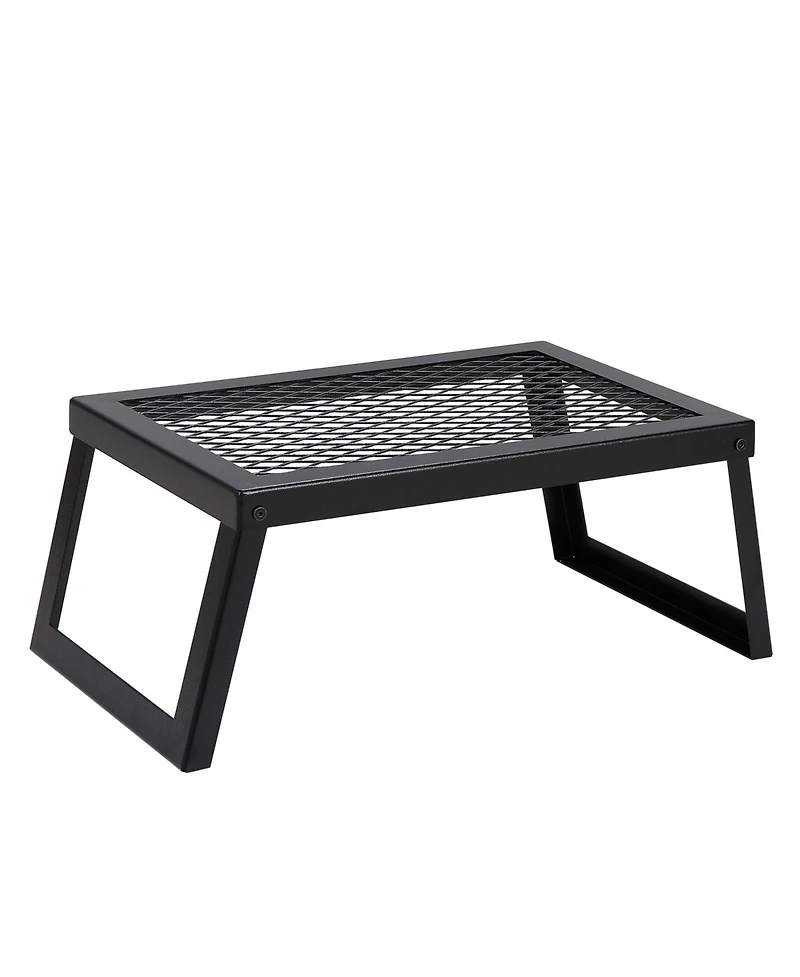 Hongge Folding Campfire Grill Grate 18 in Heavy Duty Steel Mesh with Legs and Carrying Bag for Open Flame Cooking