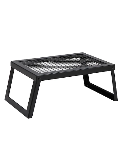 Hongge Folding Campfire Grill Grate 18 in Heavy Duty Steel Mesh with Legs and Carrying Bag for Open Flame Cooking