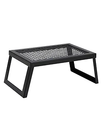 Hongge Folding Campfire Grill Grate 18 in Heavy Duty Steel Mesh with Legs and Carrying Bag for Open Flame Cooking