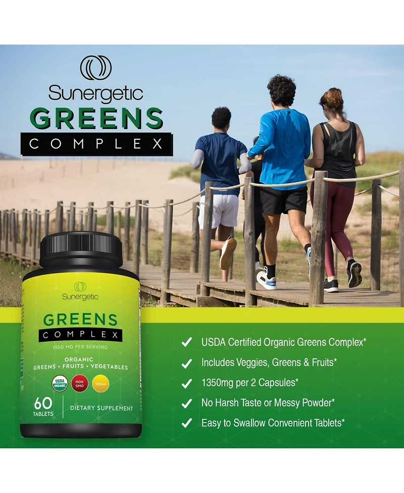 Sunergetic Superfood Tablets with Fruits, Vegetables and Herbs, 60 Count