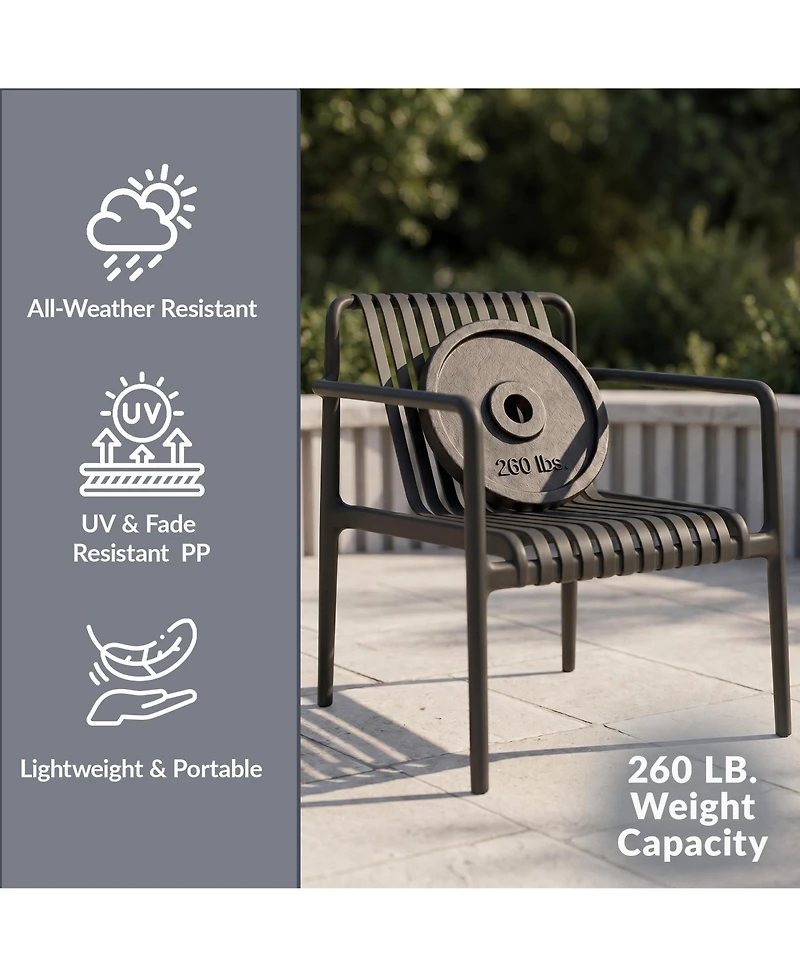 WestinTrends Outdoor Modern Stackable Plastic Patio Club Armchairs (Set of 2)