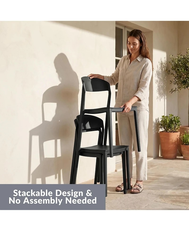 WestinTrends Outdoor Modern Stackable Plastic Patio Bistro Dining Side Chairs (Set of 2)