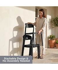 WestinTrends Outdoor Modern Stackable Plastic Patio Bistro Dining Side Chairs (Set of 2)