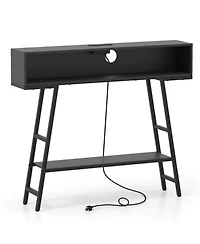Sugift 40in Console Table with Charging Station and Led Lights